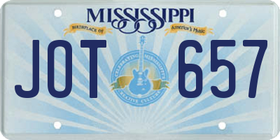 MS license plate JOT657