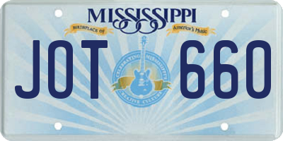 MS license plate JOT660