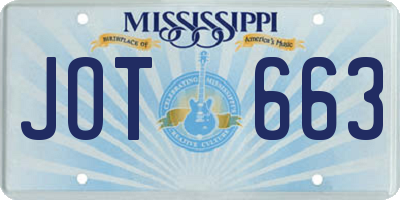 MS license plate JOT663