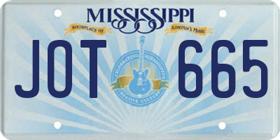MS license plate JOT665