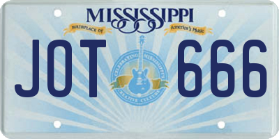 MS license plate JOT666