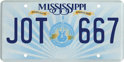 MS license plate JOT667