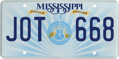 MS license plate JOT668