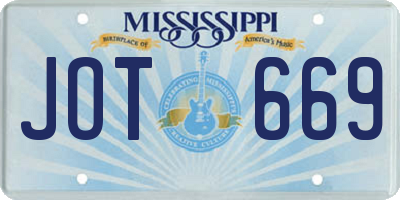 MS license plate JOT669