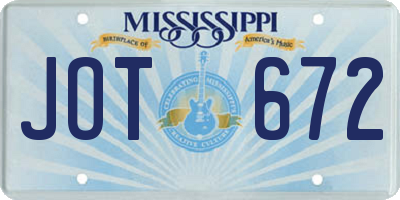 MS license plate JOT672