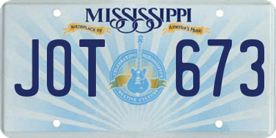 MS license plate JOT673