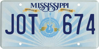 MS license plate JOT674