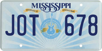 MS license plate JOT678