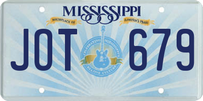 MS license plate JOT679