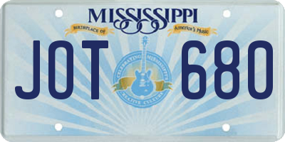 MS license plate JOT680
