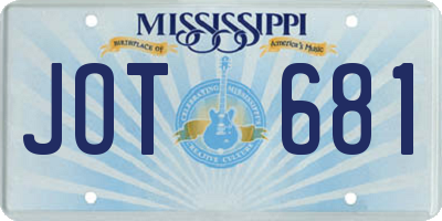 MS license plate JOT681