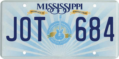 MS license plate JOT684