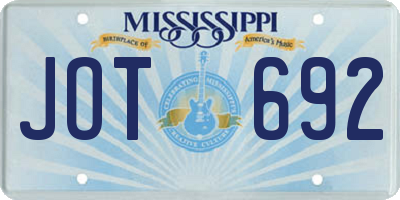 MS license plate JOT692