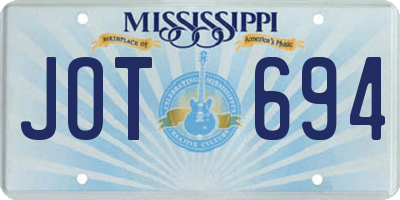 MS license plate JOT694