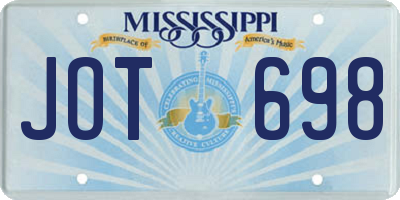 MS license plate JOT698