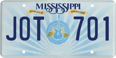 MS license plate JOT701