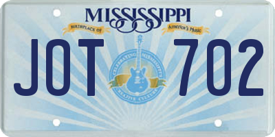 MS license plate JOT702
