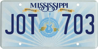 MS license plate JOT703