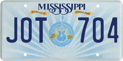 MS license plate JOT704