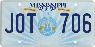 MS license plate JOT706