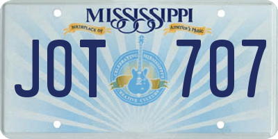 MS license plate JOT707