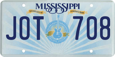 MS license plate JOT708
