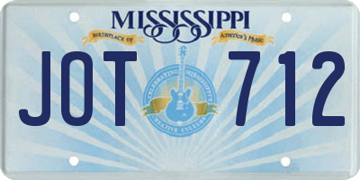 MS license plate JOT712