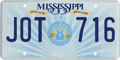 MS license plate JOT716