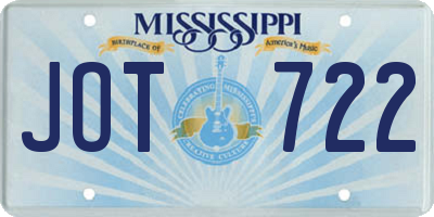 MS license plate JOT722