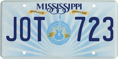 MS license plate JOT723