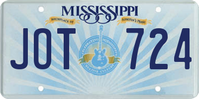 MS license plate JOT724