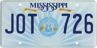 MS license plate JOT726