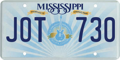 MS license plate JOT730