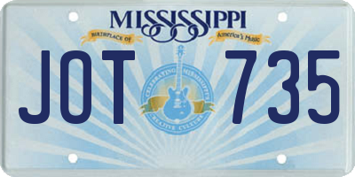 MS license plate JOT735