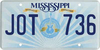 MS license plate JOT736