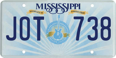 MS license plate JOT738