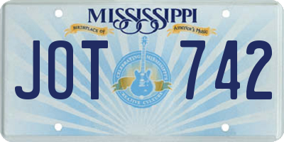 MS license plate JOT742