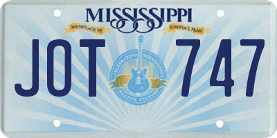 MS license plate JOT747