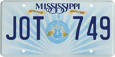 MS license plate JOT749