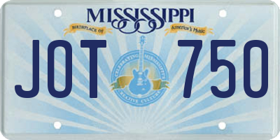 MS license plate JOT750