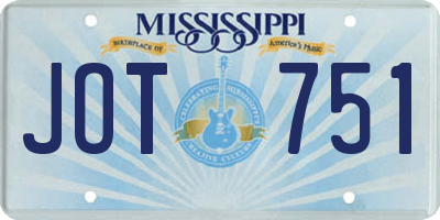 MS license plate JOT751