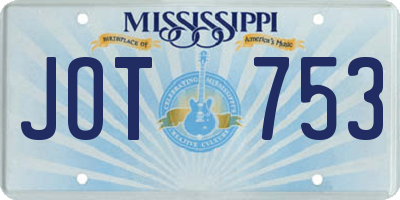 MS license plate JOT753