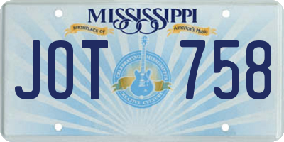MS license plate JOT758