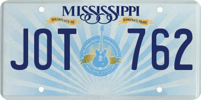 MS license plate JOT762