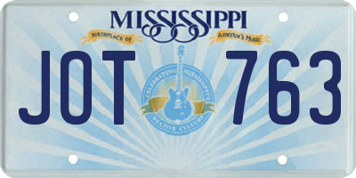 MS license plate JOT763