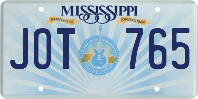 MS license plate JOT765