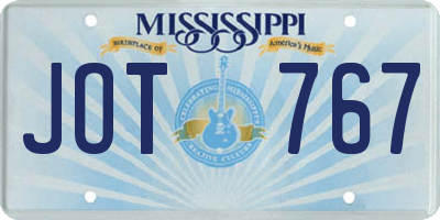 MS license plate JOT767