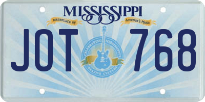 MS license plate JOT768
