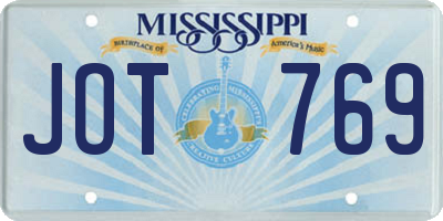 MS license plate JOT769