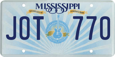 MS license plate JOT770